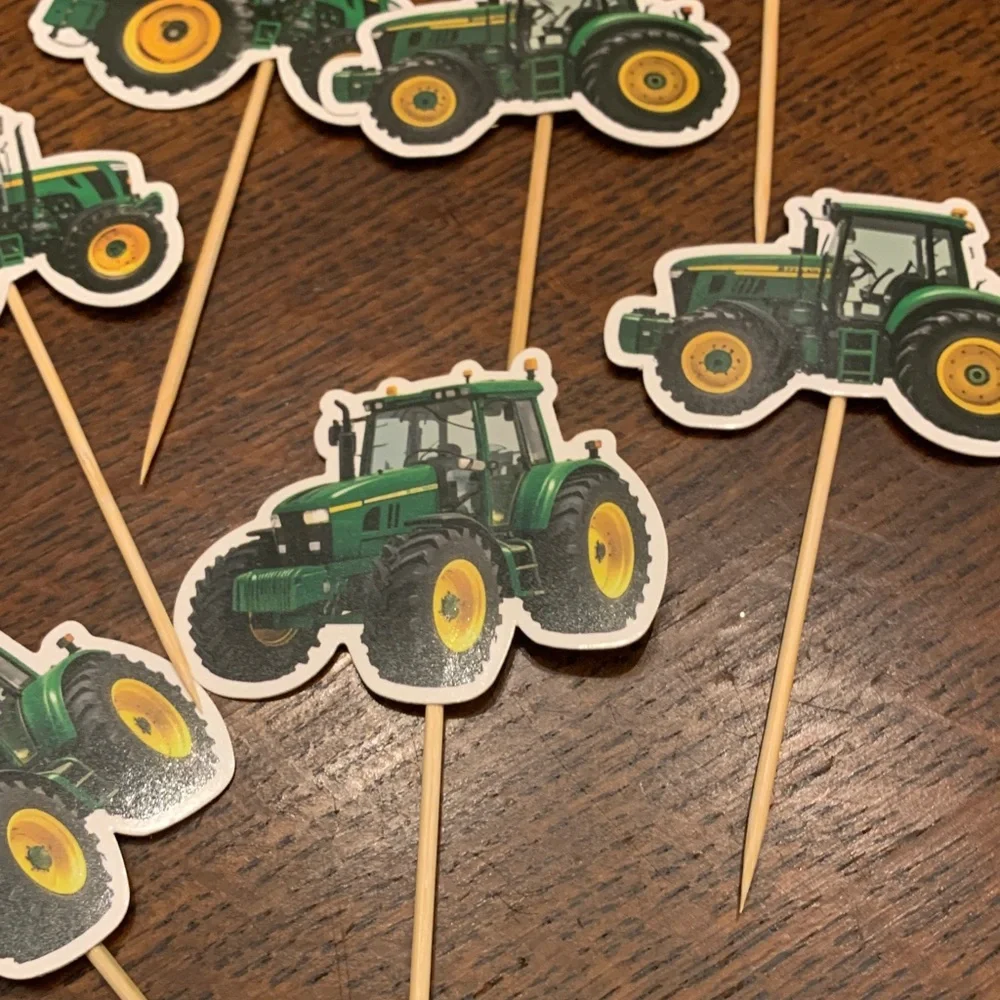 Green Tractor Cupcake Toppers